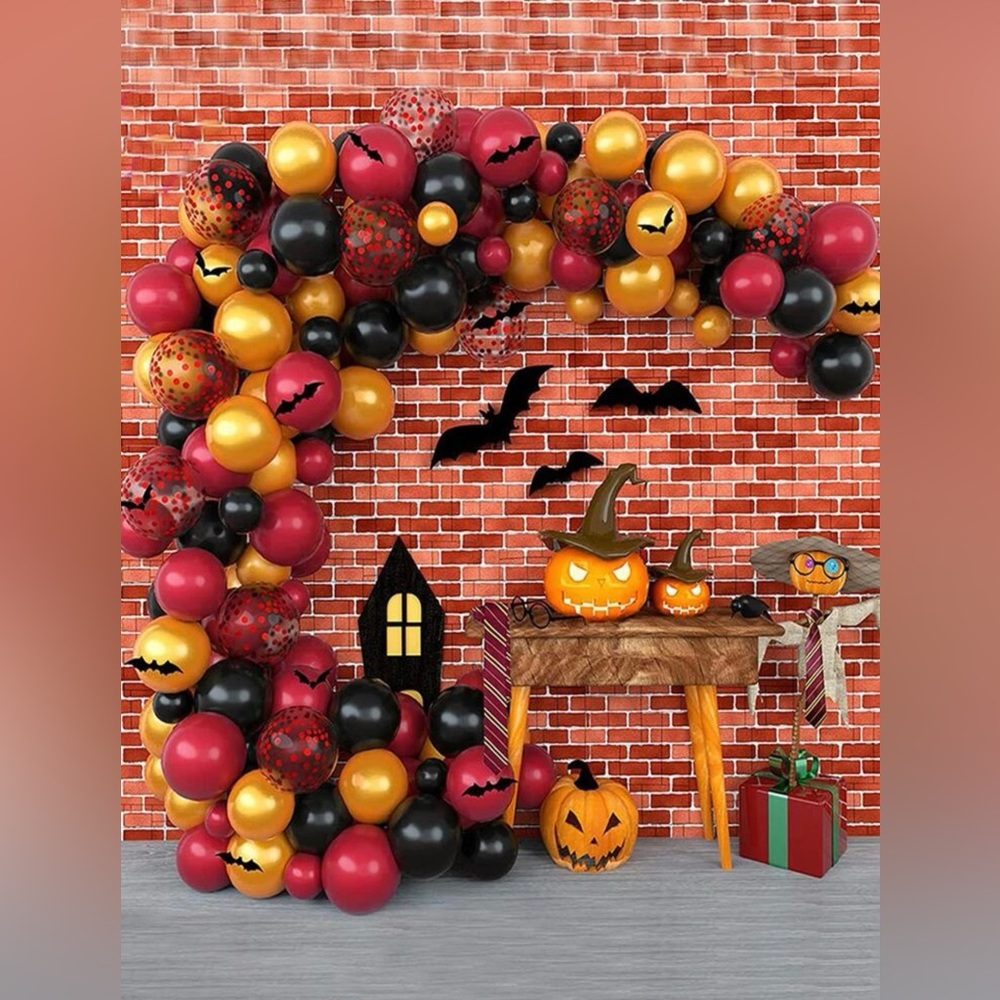 Halloween Party Decorative Latex Balloon Set in Black Yellow Orange Red Balloons